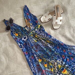 Peacock Print Maxi Dress